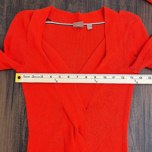 Boss by Hugo Boss Famelina Ribbed Cutout Bodycon Dress Thick Knit Size XS Orange - Picture 13 of 15